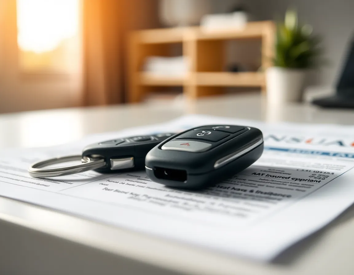 Car key and insurance document